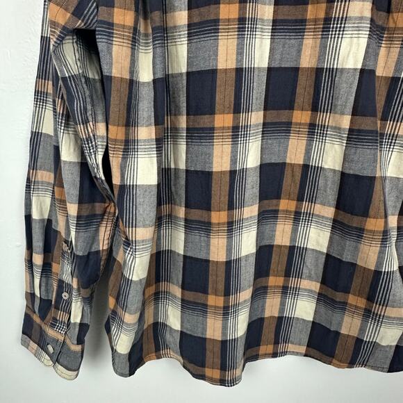 Wrangler Mens Flex For Comfort Button-Up Long Sleeve Brown/Grey Plaid Shirt XL - Picture 7 of 10